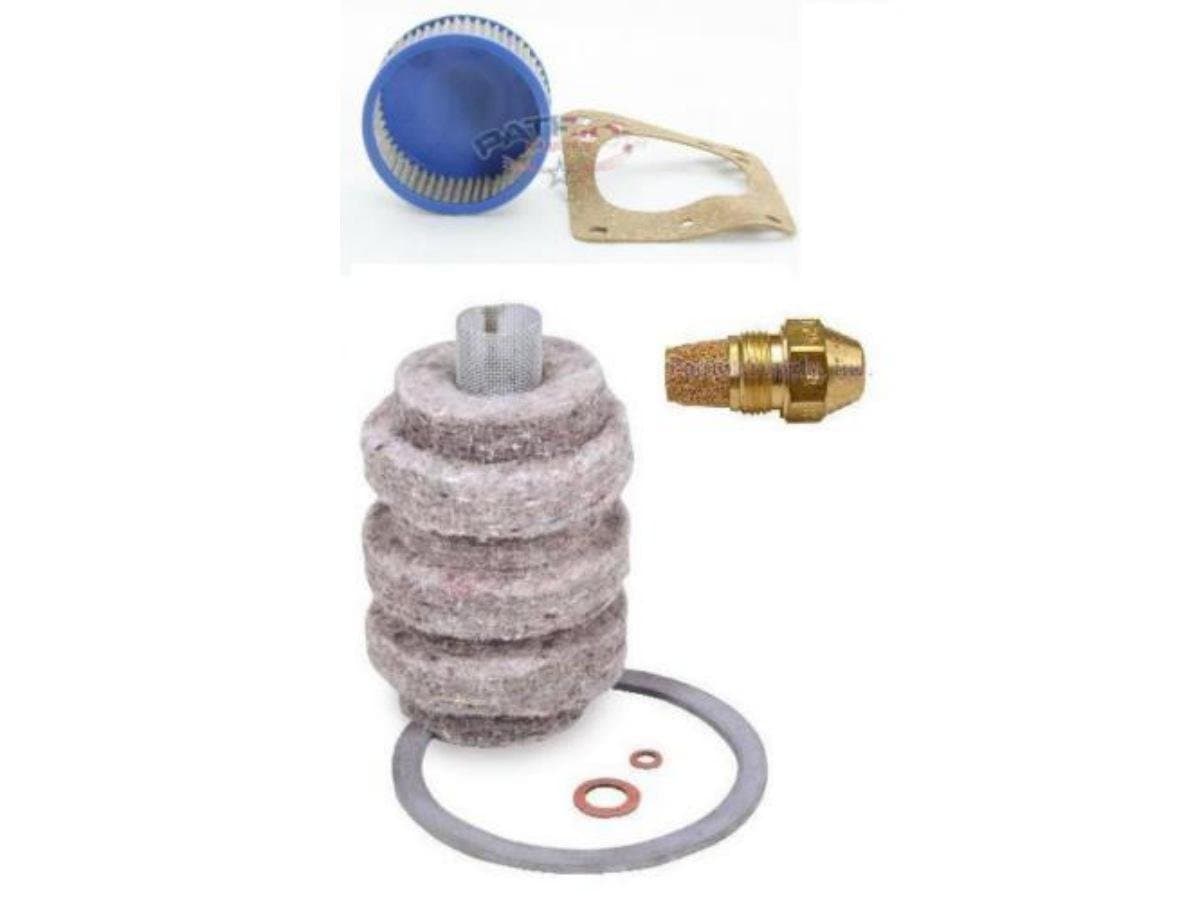 Oil Burner Tune Up Kit 0.65 Gallon 70° Hollow Nozzle, 1A-30 Original Wool (Felt) Oil Filter and"A" Pump Screen (Oil Burner Maintenance Kit)