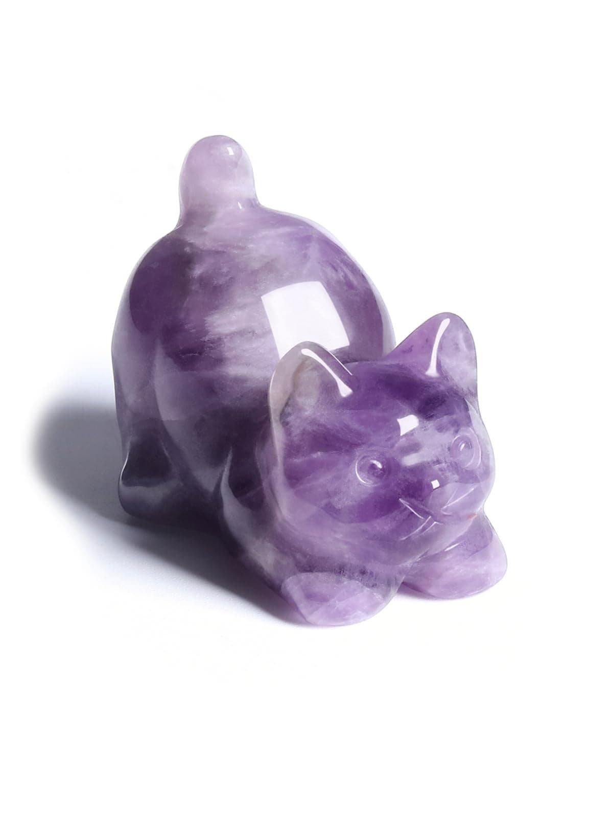 Amethyst Crystal Cat Figurine Ornament for Cat Lovers Cute Cats Gifts for Women Healing Crystals Gemstone Cats Statue for Home Office Desk Decor, Good Luck Crystal Gift for Christmas