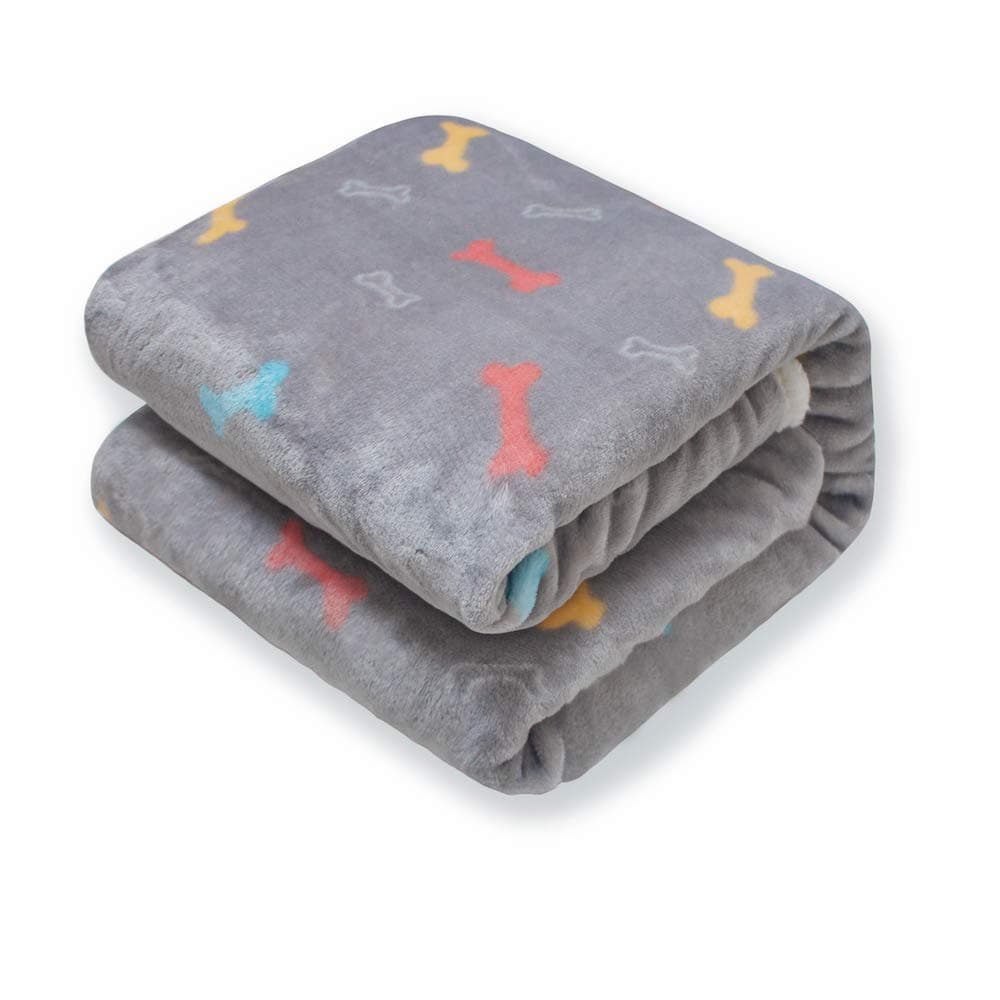 furrybaby Premium Fluffy Fleece Dog Blanket, Soft and Warm Pet Throw for Dogs & Cats (Medium (3240"), Grey Bone Blanket)