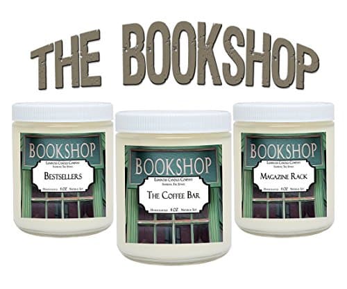 Book Candles - The Bookshop - Soy Candle Set Includes Magazine Rack, The Coffee Bar, Bestsellers - 3 x 4 oz Scented Candles - Literary Gift For Book Nerds