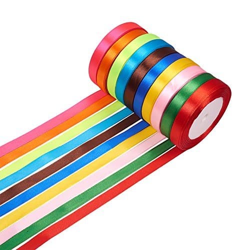 Wholesale Satin Ribbon 10 Rolls, Mixed Color, 25yards/roll, 10 Rolls/Group, 250yards/group, 6mm or 10mm (6mm (Pack of 6 Rolls))