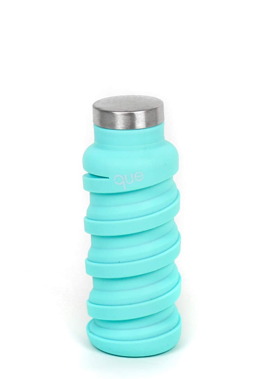 que Bottle | Designed for Travel and Outdoor. Collapsible Water Bottle - Food-Grade Silicone/BPA Free/Lightweight/Eco-Friendly - 12oz (Misty Mint)