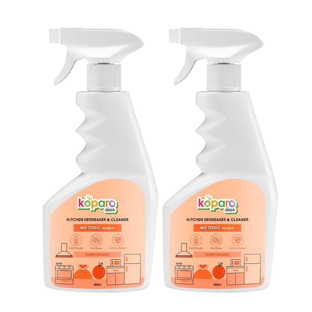 Kitchen Degreaser Cleaner | 400ml Pack of 2 | Removes Hard Stains | Used for Chimney, Microwave Ovens, Grills, Gas Stoves | Plant Based & Non-Toxic