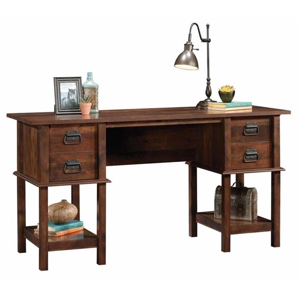 Pemberly Row 19" W Home Office Writing Desk with File Drawer in Curado Cherry