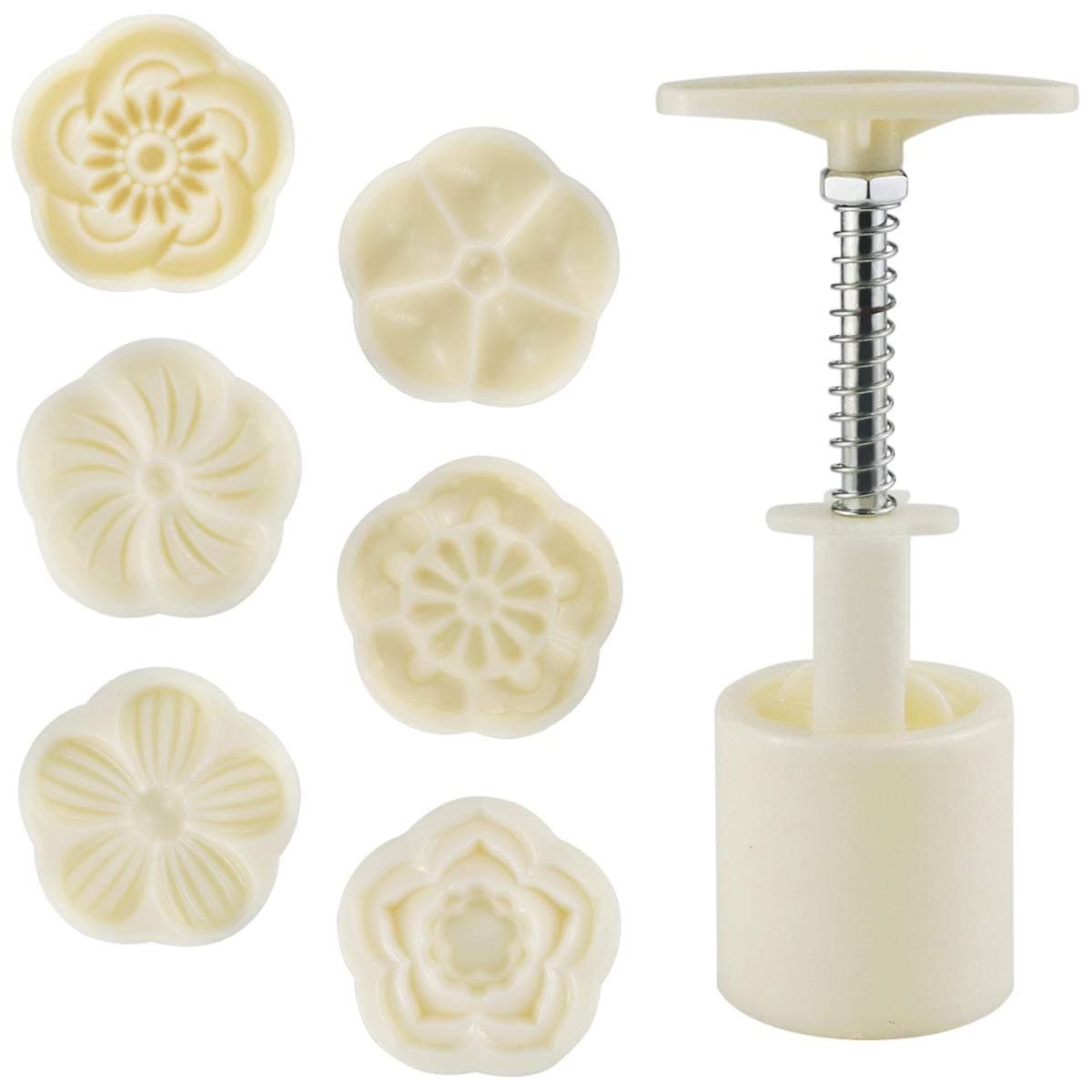 Oruuum Cake Dessert Mold Set with 6 PCS Stamps, DIY Moon Cake Mold, Christmas Cake Decoration Press for Bath Bombs, Moon Cakes, Cookie