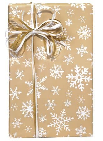 TAN & WHITE SNOWFLAKE Christmas Gift Wrap Wrapping Paper - 16ft Roll