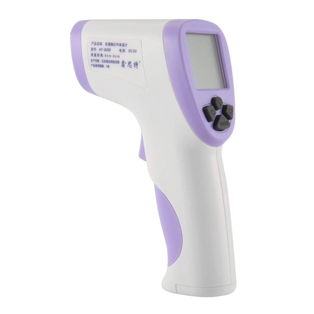 Hti HT-820D Handheld High Precision Non-Contact Body Infrared Thermometer White and Purple