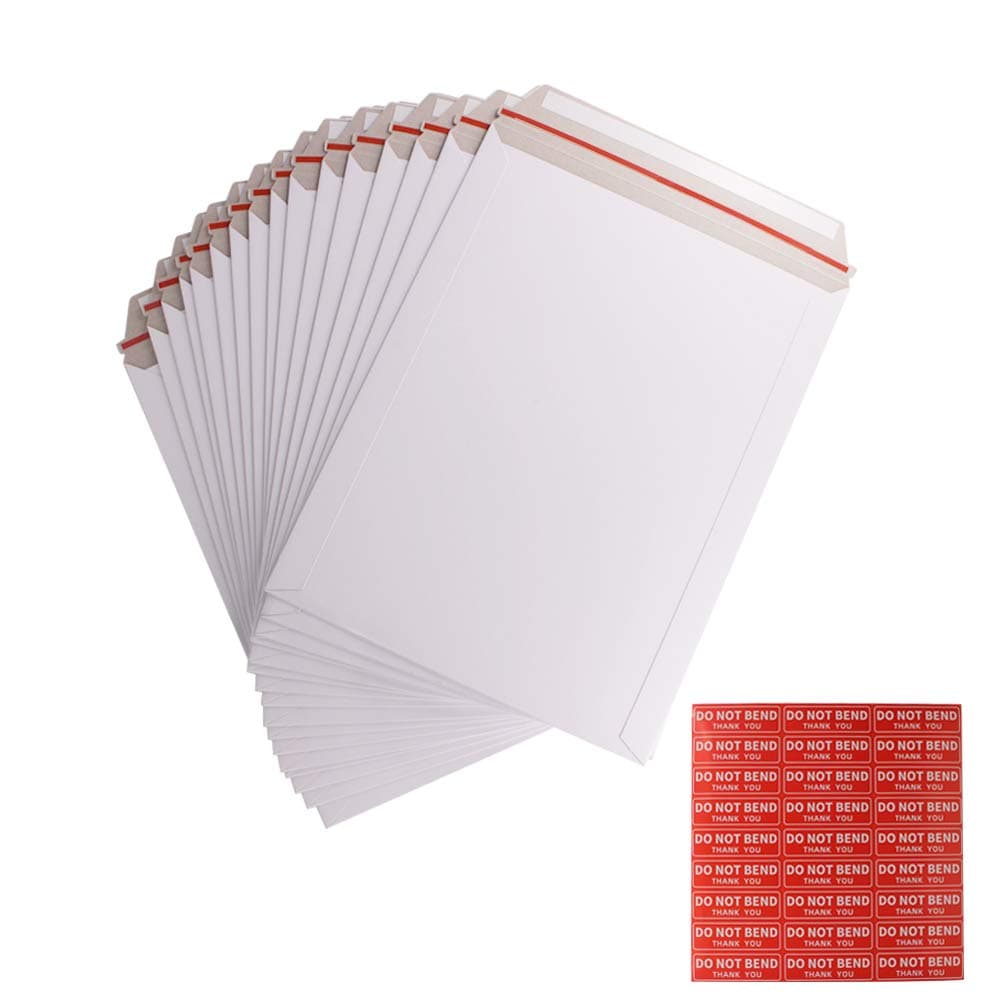 100 Pack 9X12 inch Self Seal Photo Document Mailers Stay Flat White Cardboard Envelopes White Photography Mailersfor CD, Photos, Document