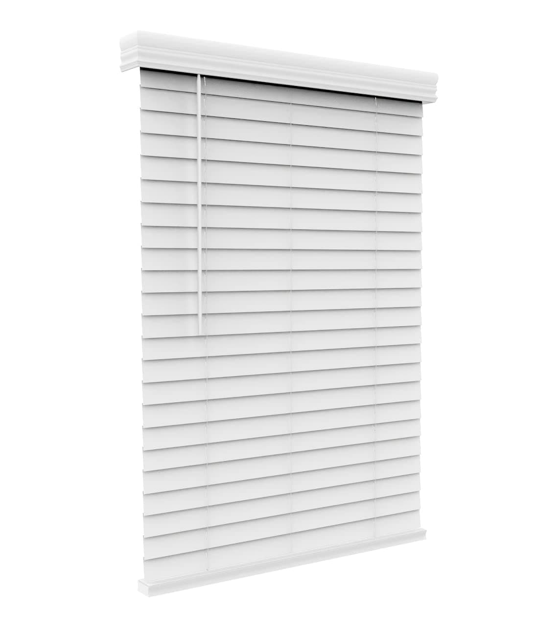 ARLO BLINDS Faux Wood Blinds, 2" Cordless Horizontal Blinds with Crown Valance, 48" W x 60" H, White