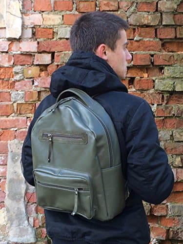 Leather Olive Backpack, Leather rucksack , men's backpack, Leather Backpack, backpak for MEN or WOMEN, Lightweight backpack, large backpack