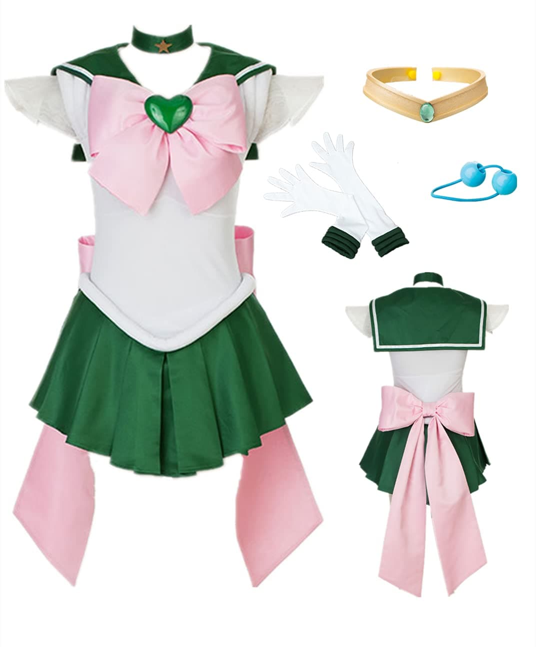 YOUYIUS size Women Jupiter Cosplay Costume Super s combat skirt green suit