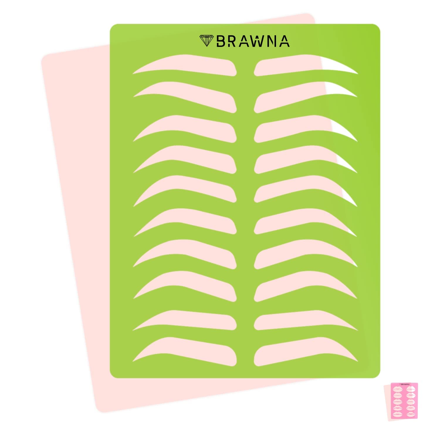 BRAWNA [ Upgraded Version ] Eyebrow Practice Stencil with Microblading Practice Skin | Microblading Template for Eyebrow Tattoo | Microblading Training Supplies | PMU Kit | 10 brow Shapes