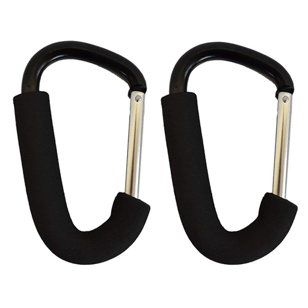 Large Clips for Prams, Pushchairs, Shopping Trolleys - Secure Hooks Black