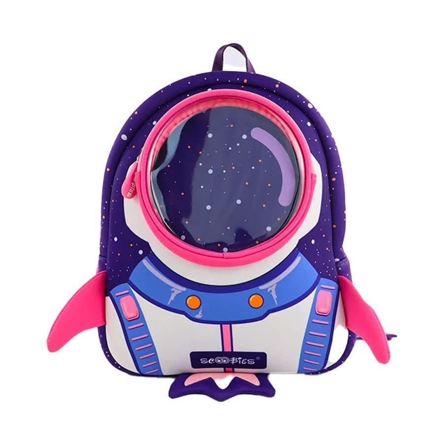 Scoobies Rocket Toddler Bag (Purple) | With Transparent Photo Pocket | Cool Blue Colour | 3D Ergonomic Spacecraft Design | Safety Buckle | Perfect for Preschoolers