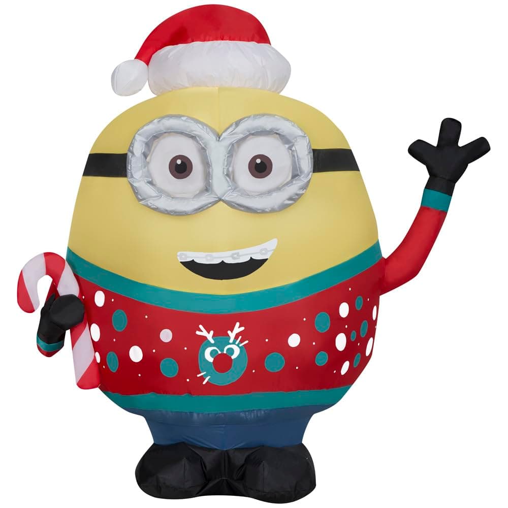 3.5' Gemmy Airblown Minions Otto w/Ugly Christmas Sweater Yard Decoration 117231