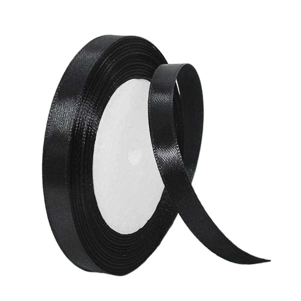 10mm Black Ribbon for Gift Wrapping,22m Fabric Thick Satin Ribbon Black Bow for Gift Wrapping,Ribbons for Balloons,Crafting,Hair,Bouquets,Wedding, Car,Presents,Cake,Christmas Party Decorations