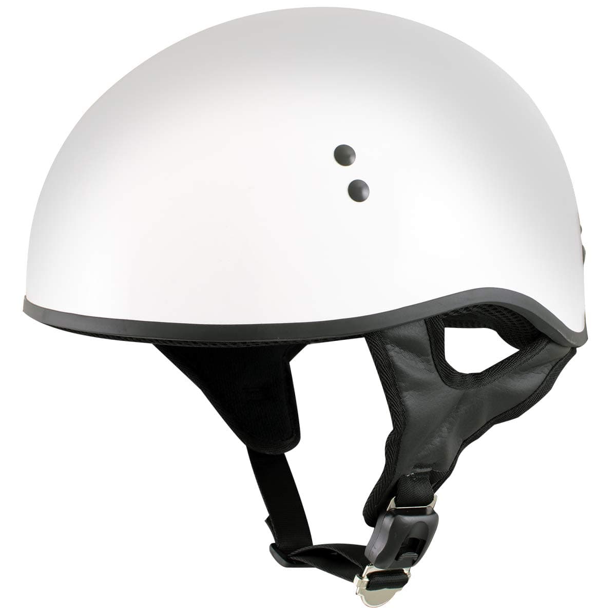 Outlaw T68 'The O.G.' Advanced White Glossy Motorcycle Skull Cap Half DOT Helmet - Large