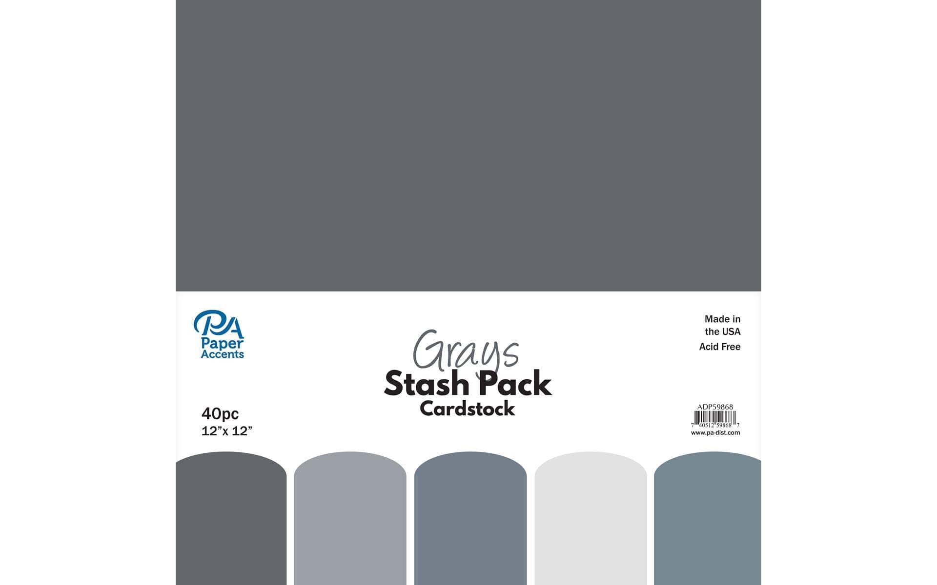 Paper Accents ADP59868 Stash Pack 12x12 40Pc Grays Stash Pack 12x12 Grays
