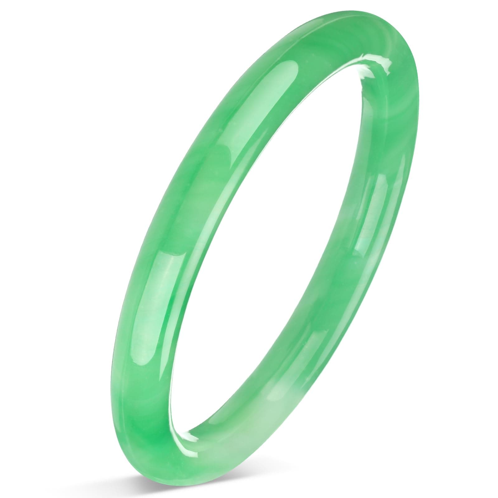 2.4'' Natural Jade Bangle for Women Jade Bangle Bracelet with Box 0.4'' Thick Good Luck Christmas Jewelry Gift
