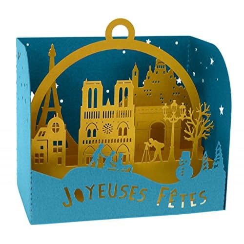 Joyeuses Fetes Paris Hanging Pop-Up Card - Turquoise