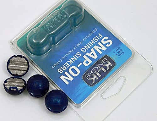 Three Size 6 (1.4oz) Klik Sinkers - Snap on Fishing Sinkers - Brand New Product - Clip on and Off Your Line with Ease - No Need to Cut Your Line to Change Sinkers - Add Sinkers From the Boat to Explore the Strike Zone - Spend Less Time Rigging and More Time Fishing - Hinge Tested to 1000 Cycles