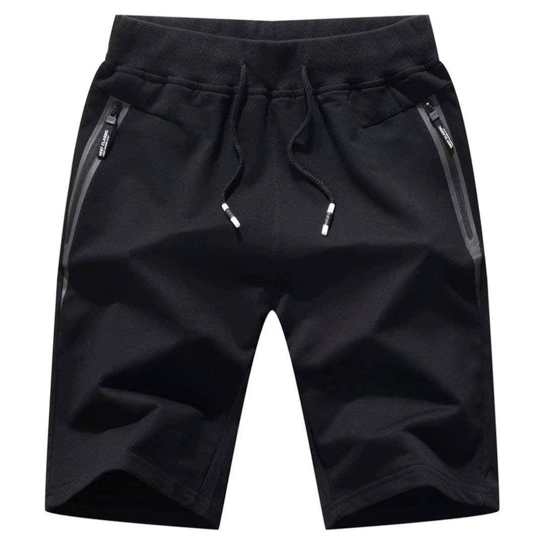 STICKON Mens Shorts Casual Classic Fit Drawstring Summer Beach Shorts with Zipper Pockets