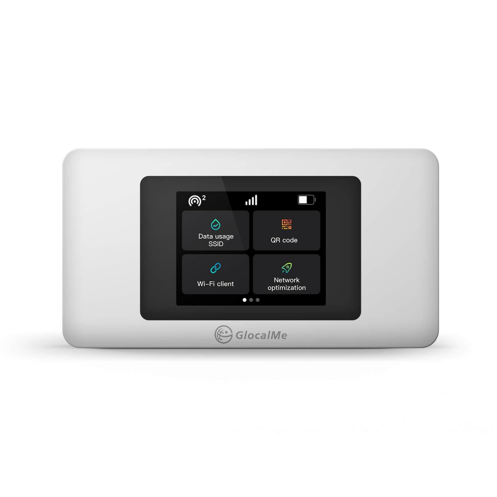 GlocalMeDuoTurbo 4G LTE Portable WiFi Hotspot for Travel in 200+ Countries, Mobile Hotspot Device with Global 1.1GB Data 30Days, SIMFREE and Dual Modem, 10 Devices Connected(White)