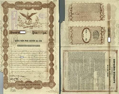 1843 MX Check it out 1843 20000 GOLD PESOS BLACK EAGLE w PASSCO + PERITO! RAREST MEXICO BOND! 2 KNOWN 20,000 Gold Pesos Lightly Circulated