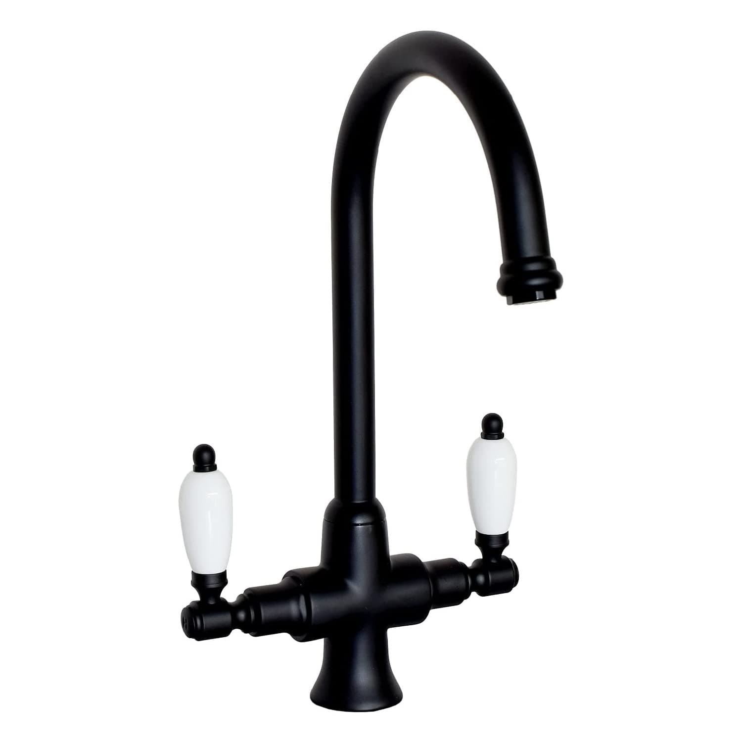 ENKI Kitchen Sink Mixer Tap Twin Lever Black DORCHESTER