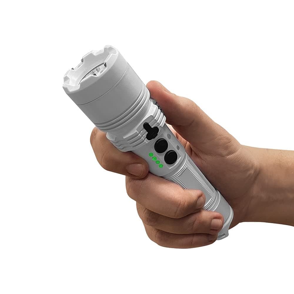 LightSafer - Stun Gun Flashlight 400 Lumens with Charging Indicator white