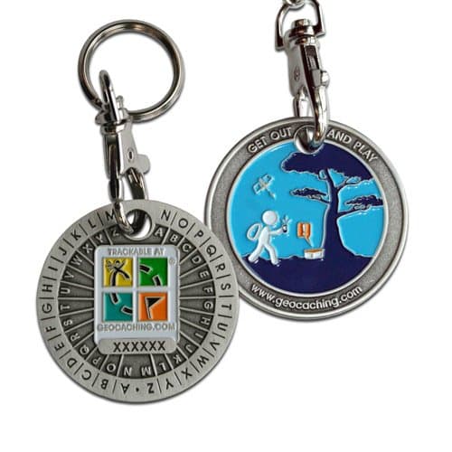 ROT13 Geocoin Keychain