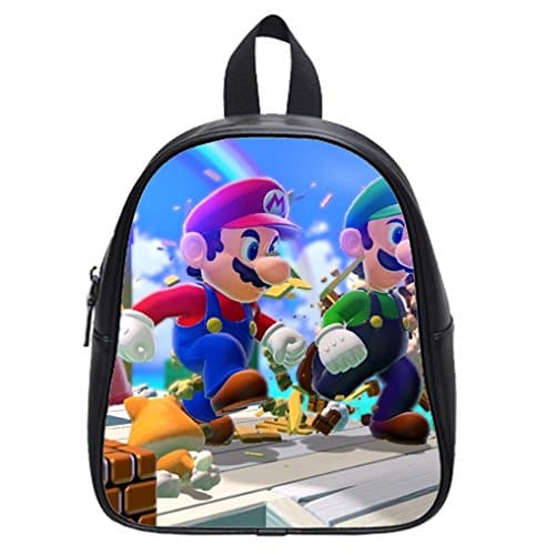 Amazing Super Mario 3D World Custom Small Black Backpack Kid's School Bag Student Shoulder Bag
