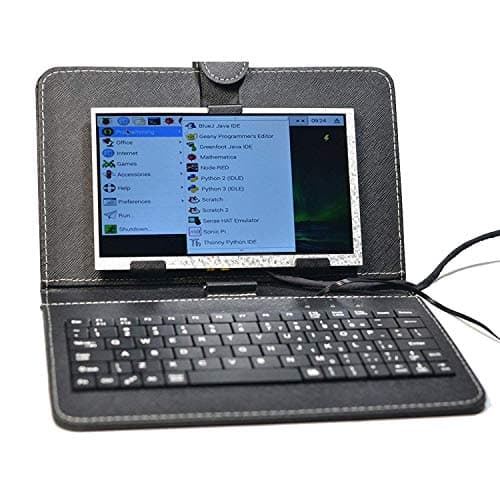 SUNKEE 7 Inch LCD Monitor For Raspberry Pi 3 B+ (B Plus) +HDMI USB Leather Case Keyboard Wifi Adapter Mouse (No Raspberry Pi)