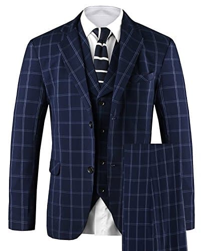 Hanayome Men's 3 PC Casual Stylish Suit Blazer Jacket Tux Vest & Trousers SI2£¨Blue,36S