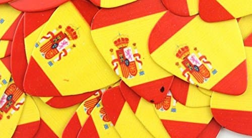 Spain Spanish Flag Type Celluloid 0.71mm Guitar Picks Plectrum Concert Bass 50pcs