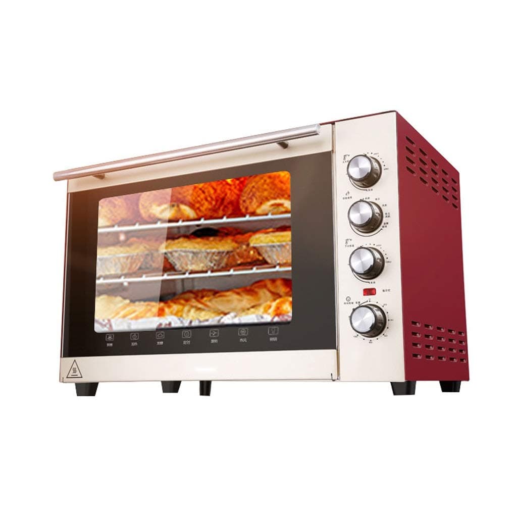 Peaceip Mini 70L Oven with Temperature Setting 100-250℃ and 0-120 Mins Timer, 1500W Three-layer Glass Door Oven Oven Red