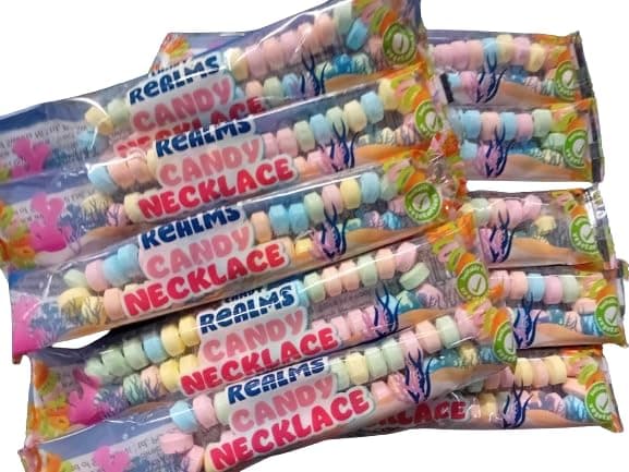 Candy Necklace/Sweet Necklaces Pack of 10 - Individually Wrapped Candy Necklaces - Ideal Treat or Gift for Parties, Weddings or Christmas
