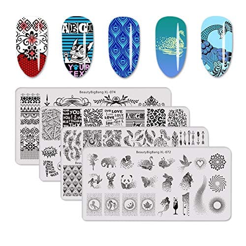 BEAUTYBIGBANG 12Pcs Nail Stamping Round Stamping Plates Geometric Flowers Summer Holiday Theme Image Nail Art Design Stamp Kit for Manicure Tool BBB011-022