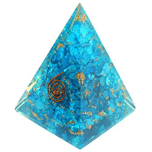 Orgone Pyramid with healing crystal and stones/ Aquamarine Orgone Energy Generator Nubian Pyramid for EMF Protection/Chakra balancing & Positive Energy Generator/Inner Growth-Psychic Strength Booster