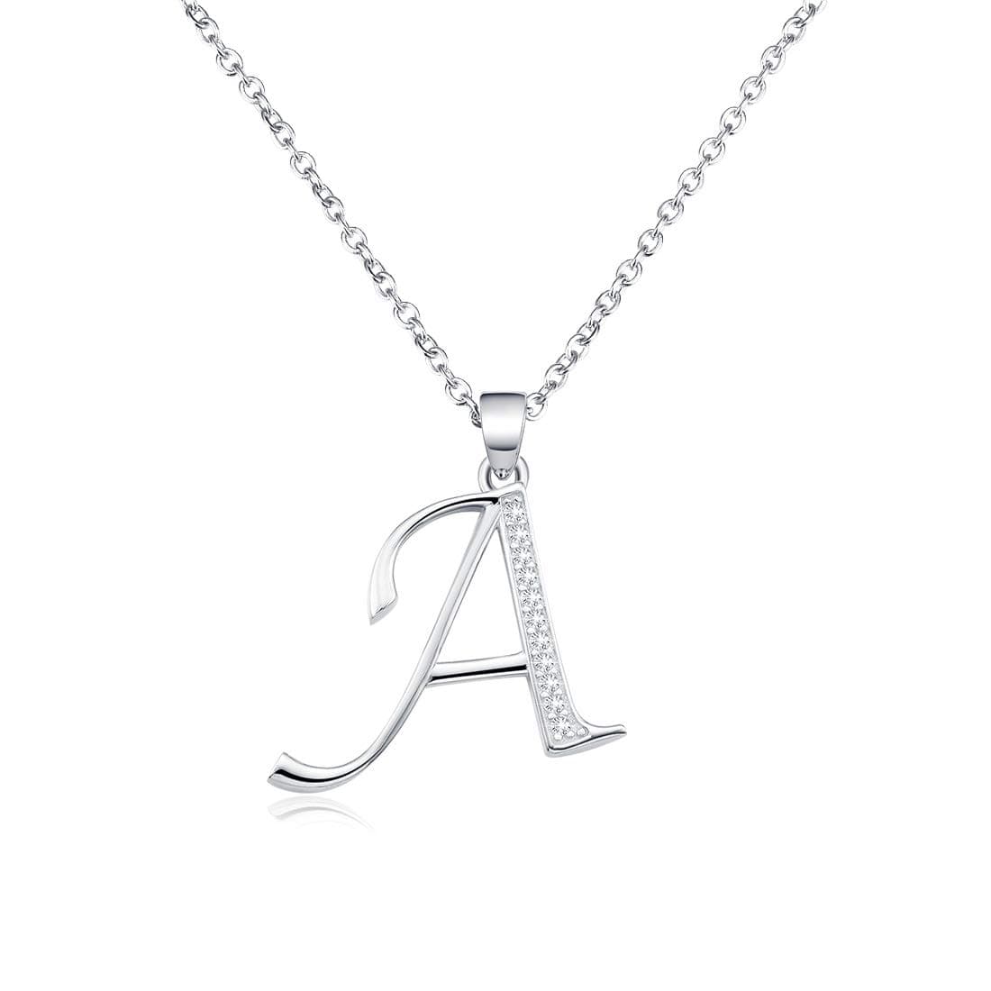Cat Eye Jewels Big Lettle A M Initial Necklace 925 Sterling Silver Name Cubic Zirconia CZ Pendant Gifts Necklaces Jewelry for Boys Girls Women