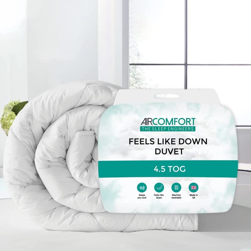 Air Comfort 4.5 Tog Feels Like Down Summer Bliss Duvet - Anti Allergy Duvet Cool Hollowfibre Double Bed Duvet for Warm Sleepers - Double (White)