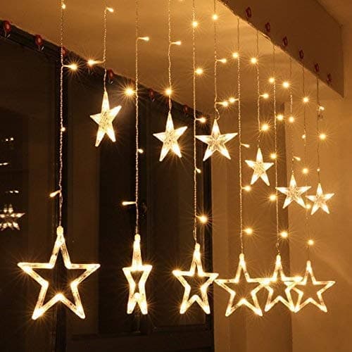 Party Propz Star Curtain Lights for Decoration - 12 Led, 9 Ft, String Lights for Home Decoration, Star Led Lights for Decorations, 8 Flashing Modes, LED Lights for Home Decorations