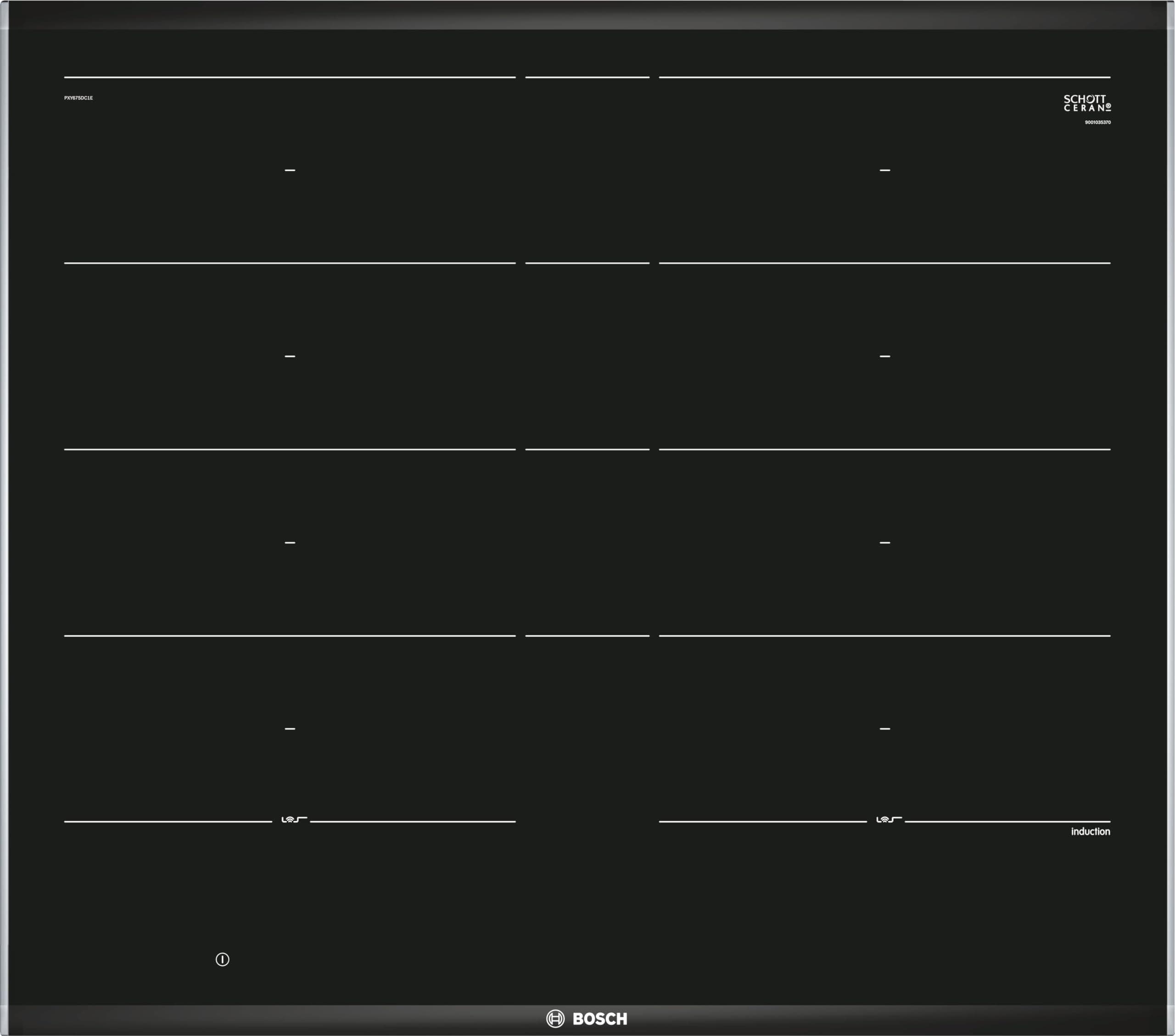 PXY675DC1E Series 8 Induction Hob (Self-Sufficient), 60 cm Wide, FlexInduction Free Space Choice, MoveMode Preset Power Levels, PerfectFry Frying Sensor, PowerBoost Faster Cooking, ReStart
