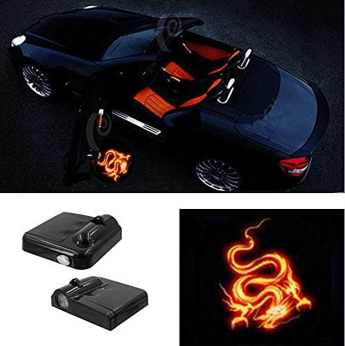 Premium Wireless Car Door Light Led Easy Installed Welcome Laser Projector Pastable Logo Light Holeless Ghost Shadow Lamp Logos Replacement for All Car Accessory 2 Pcs (BAT2)
