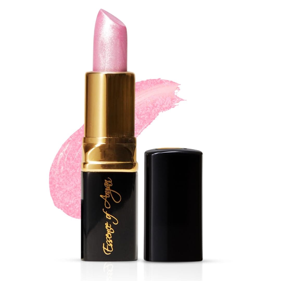 Pink Lip Stick for Cracked and Dry Lips - 100% Pure Argan Oil, Shea Butter, Jojoba Oil & Aloe Vera - Hydrating Long Lasting Lipstick - Deep Moisturizing Pink LipStick for Women