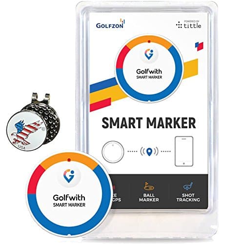 Golfwith Smart GPS Golf Ball Marker, White, Comes with Hat Clip and Custom Ball Marker Set