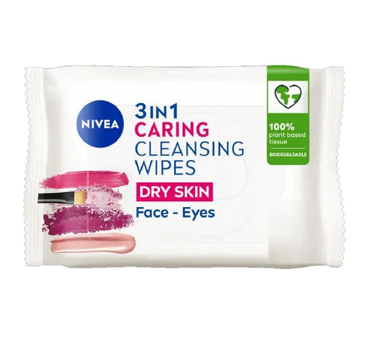 NIVEA 3in1 Caring Face Cleansing Wipes for Dry Skin, 40 Wipes, Plant-Based Makeup Remover, Hydrating, Gentle yet Effective