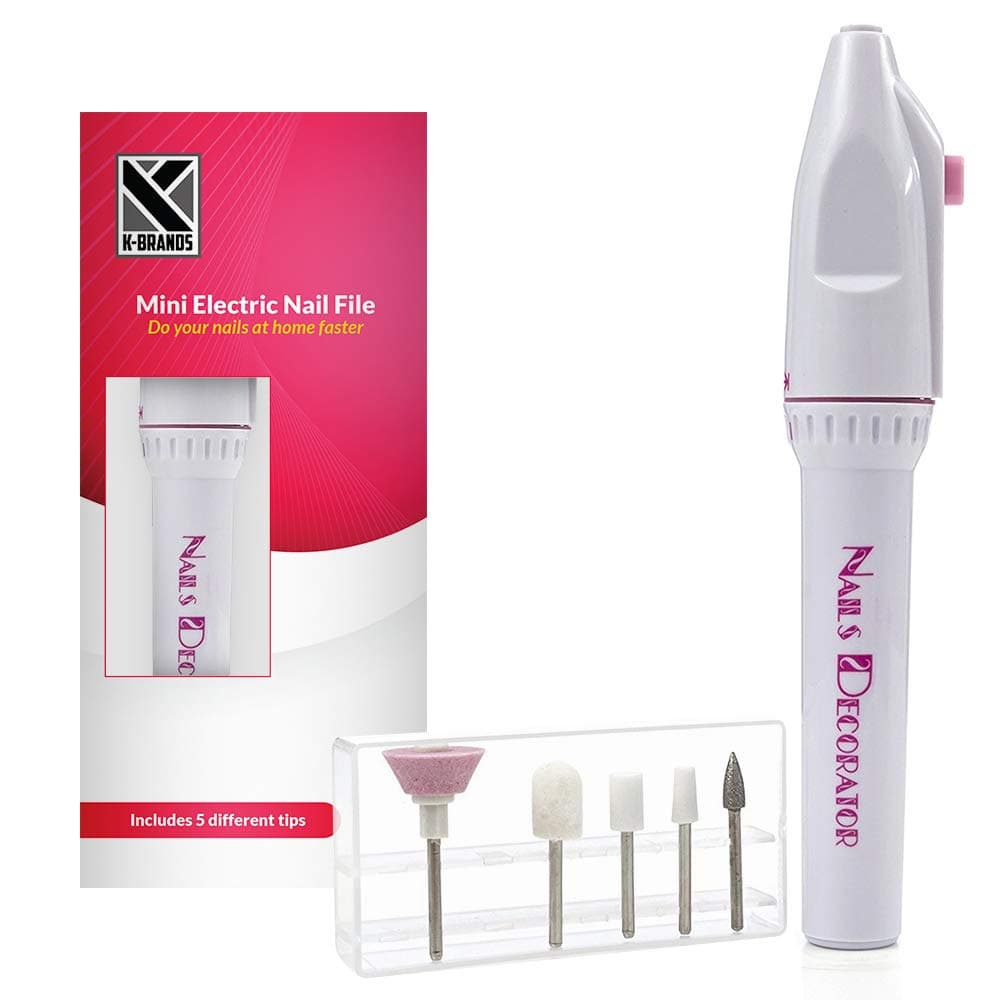 Electric Nail Drill Manicure & Pedicure Care Set: Mini Nail Kit System for Buffing, Grooming, and Polishing of Nails at Home - Battery Powered