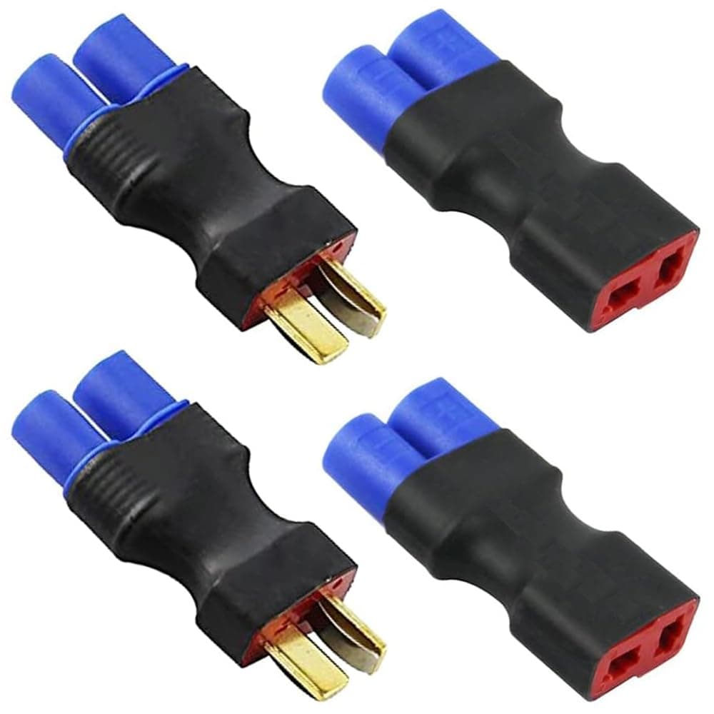 4pcs RC LiPo Battery Connector Adapter Compatible with EC3 to T Male Female Connectors ESC Charger