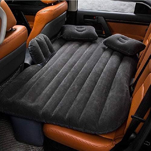 Tishnagi Designer Multifunctional Inflatable Car Bed Mattress with Two Air Pillows, Car Air Pump and Repair Kit (Multi Color)